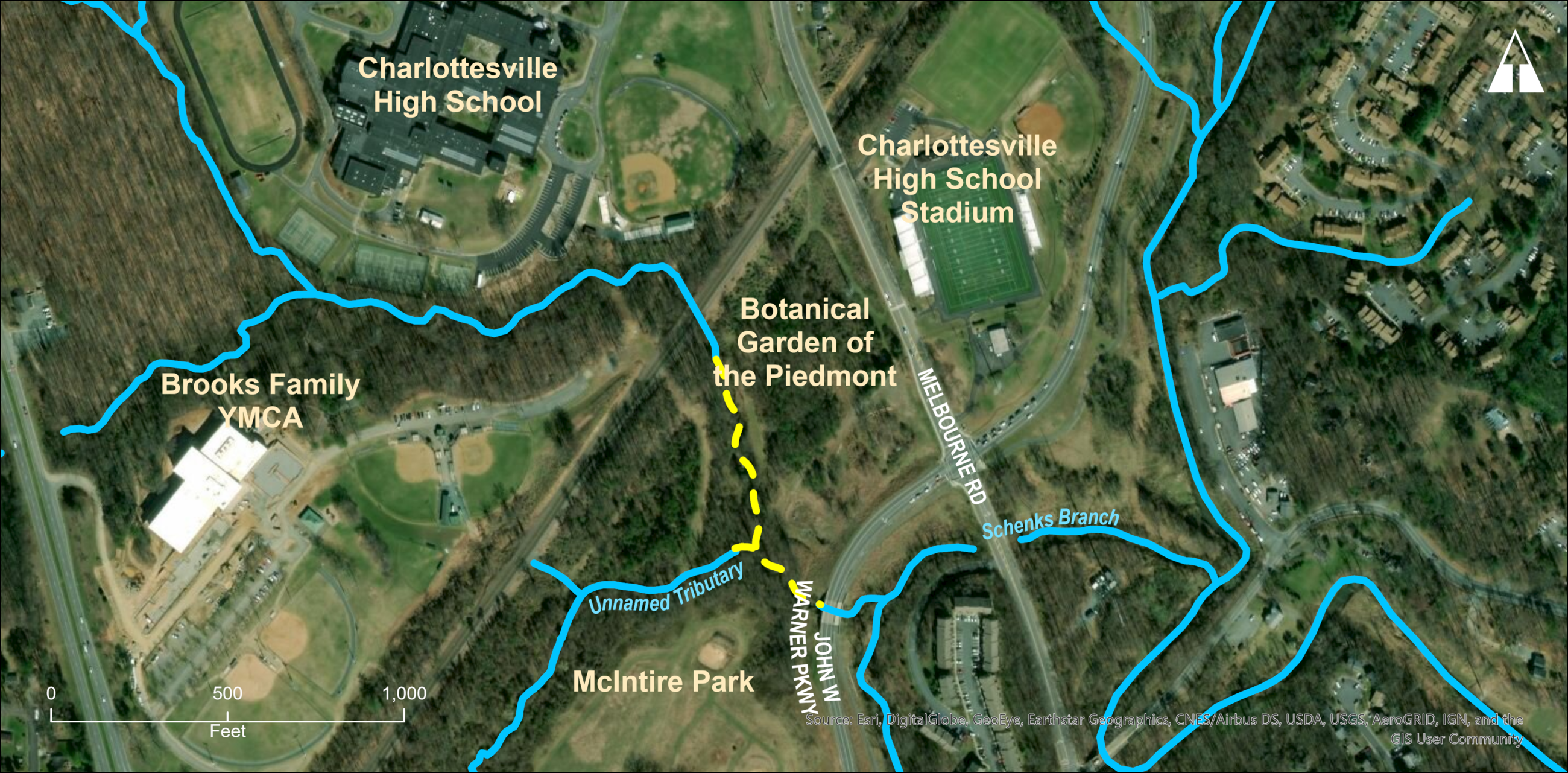 Vicinity Map of Schenks Branch Tributary restoration