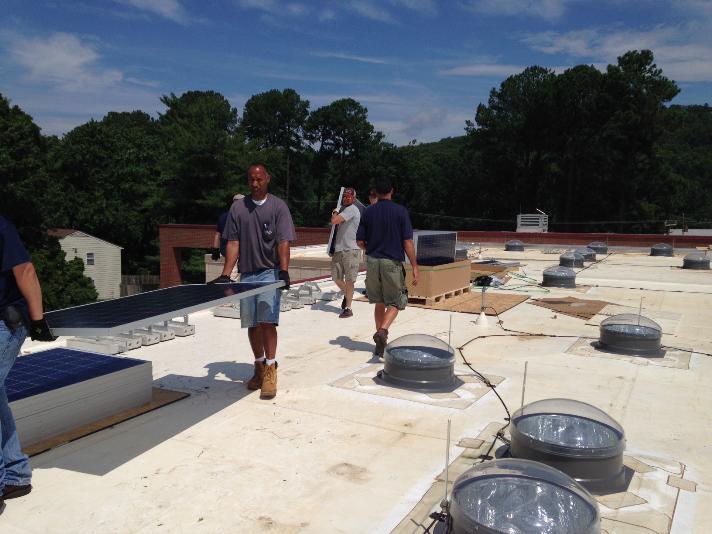 Fontaine Fire Station panels being installed 2