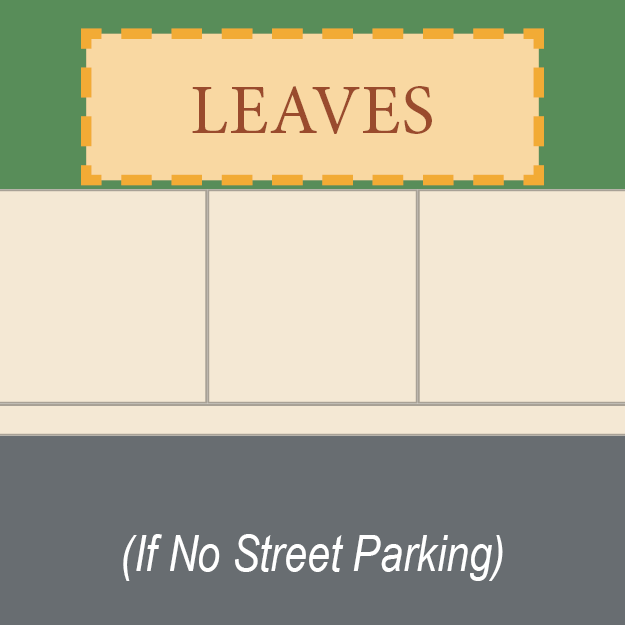 Leaf placement with yard and sidewalk