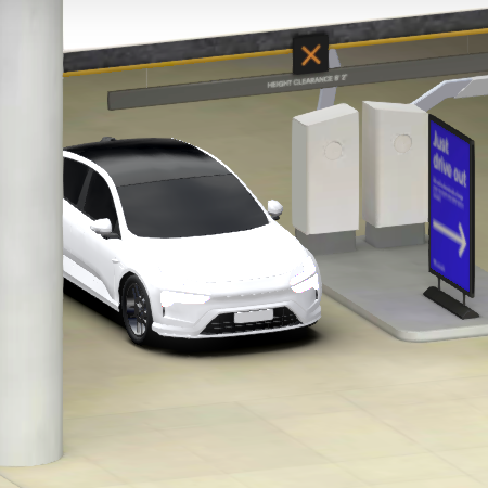 Car Driving Out Of Parking Garage