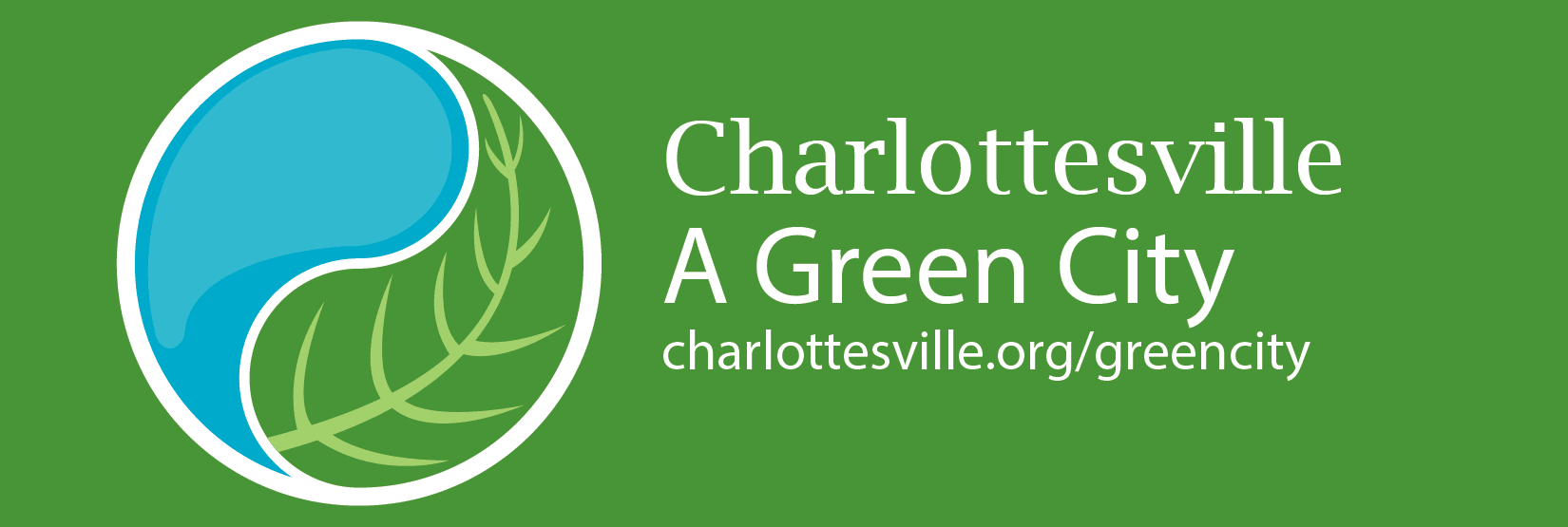 Charlottesville a Green City Logo with charlottesville.org/greencity website listed
