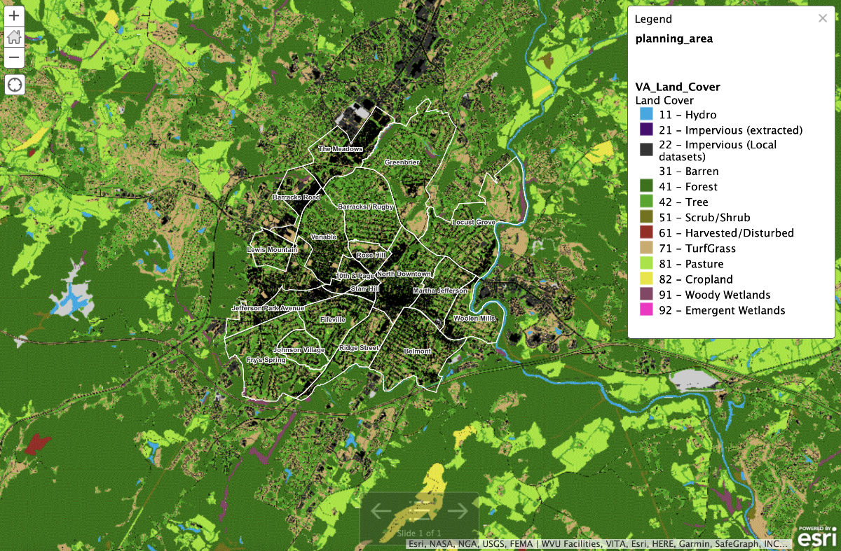 Image of Charlottesville by Land Cover Type