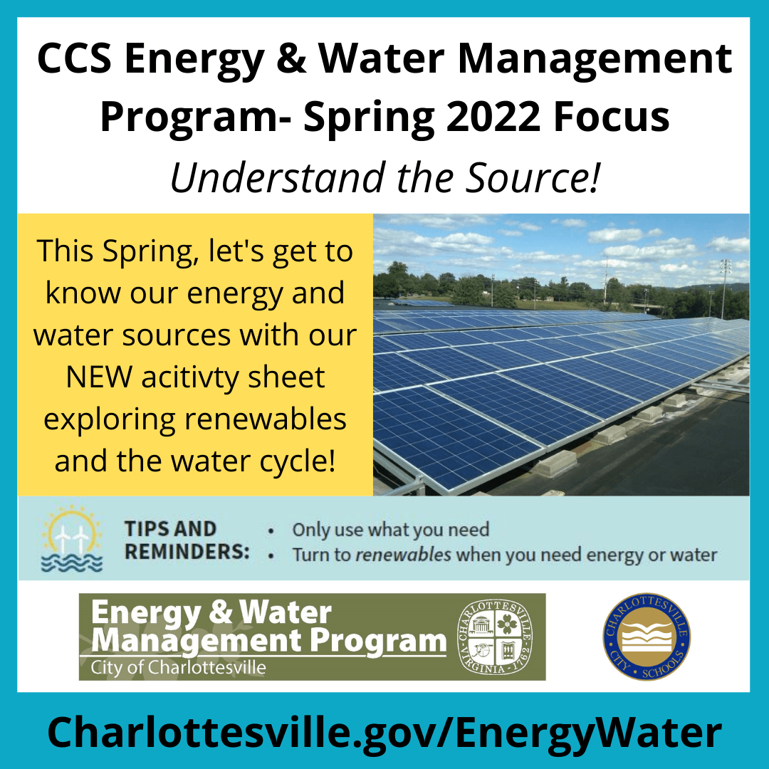 Charlottesville City School's Energy Water Management Program Spring Focus Announcemet